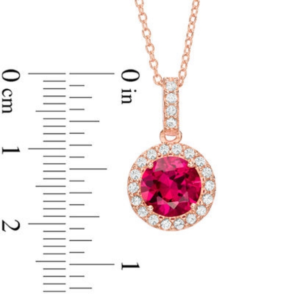 Zales Lab-Created Ruby & White Sapphire Frame Pendant and Earrings Set - Picture 13 of 14